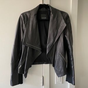 Trouvé Drape Collar Leather Jacket